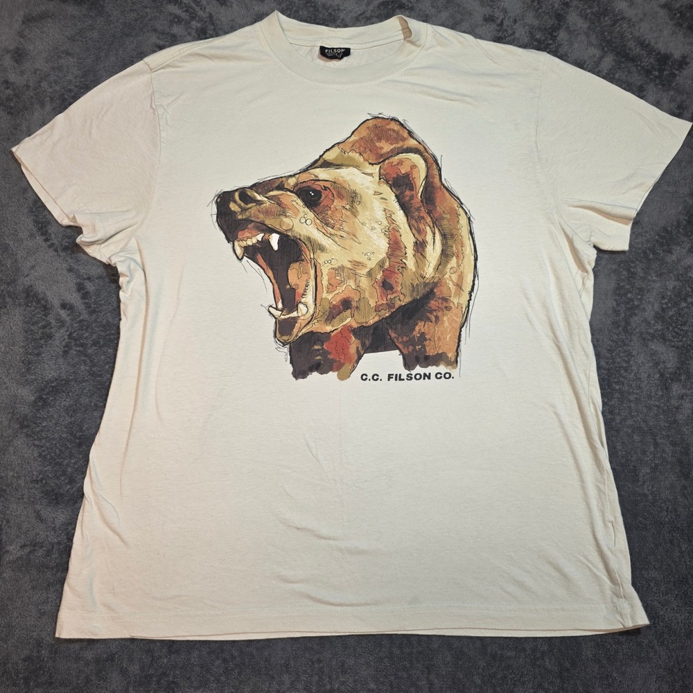 Filson Grizzly Bear Graphic T-Shirt Mens Large Sail White Outdoor Gorpcore